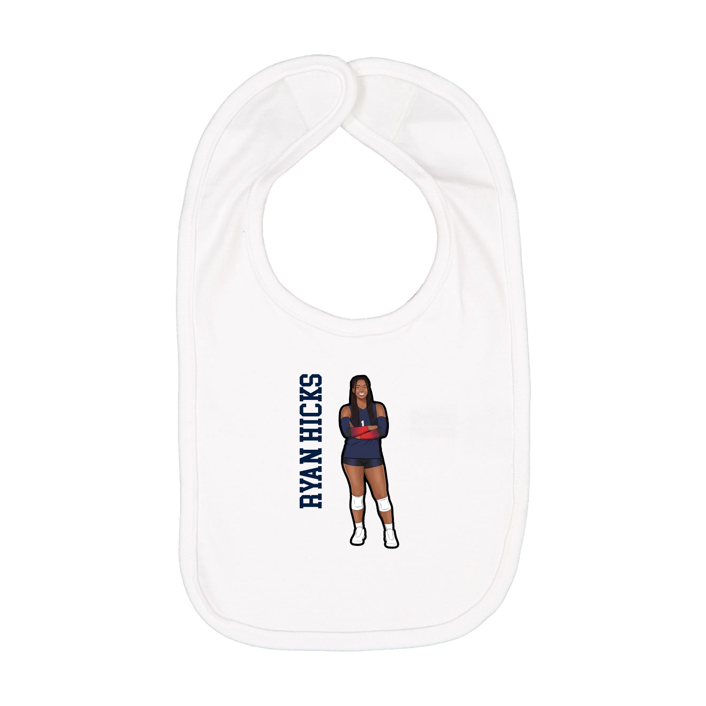 Infant Bib — Name Vertical in White