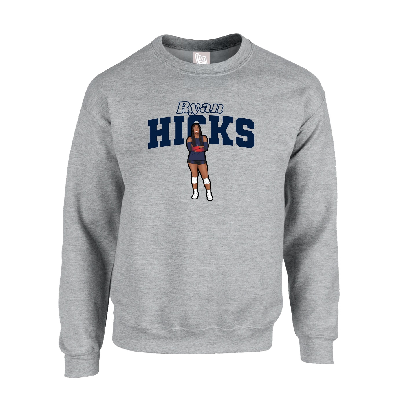 Fleece Crew — Name Arch in Grey