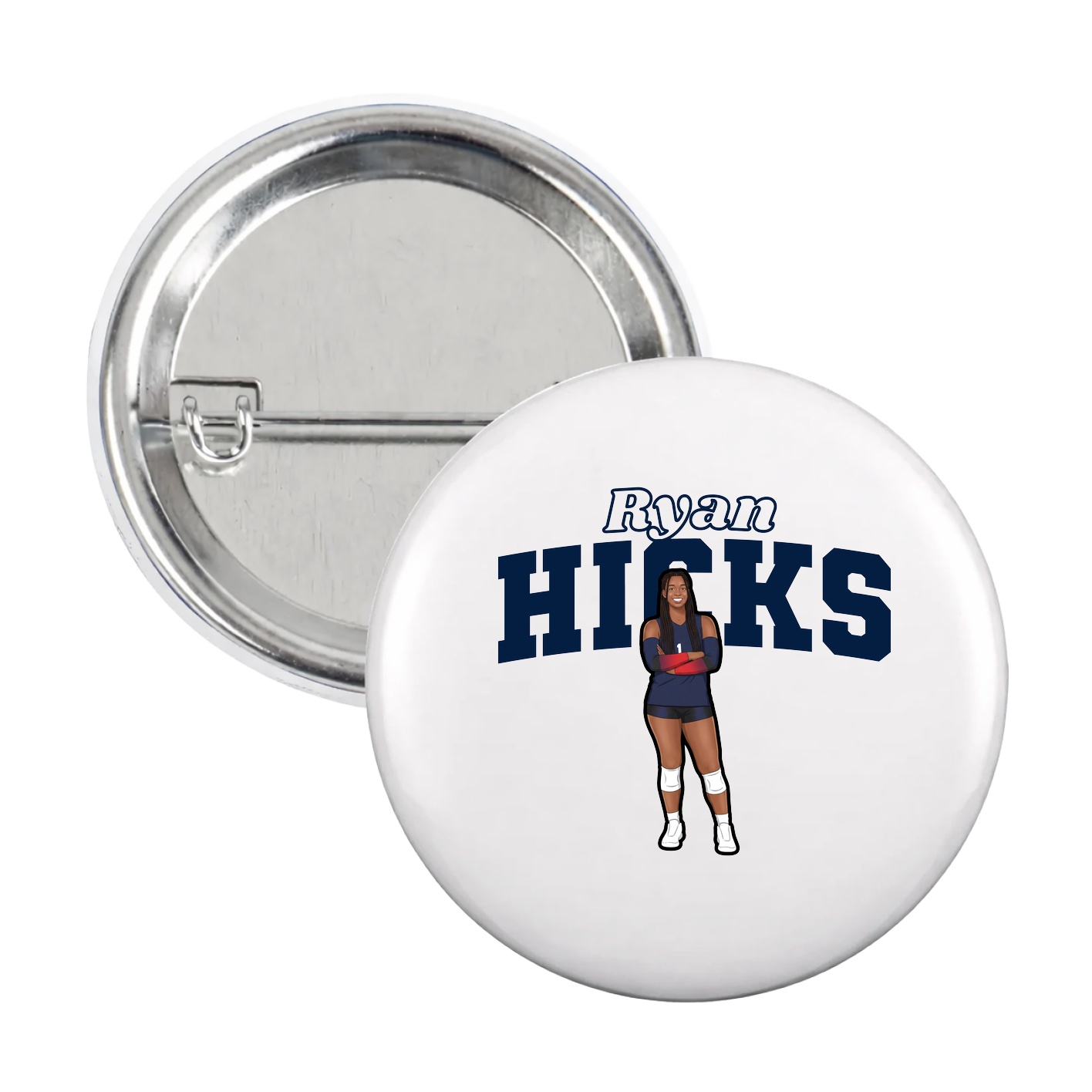 Game Day Button — Name Arch in White