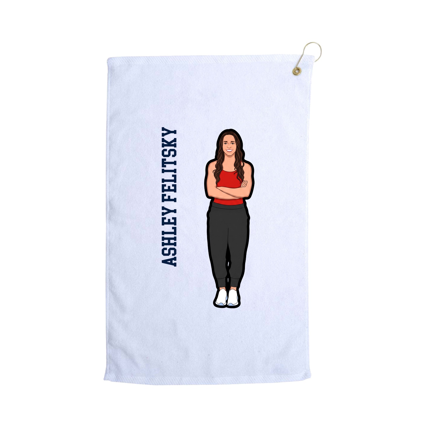 Golf Towel — Name Vertical in White