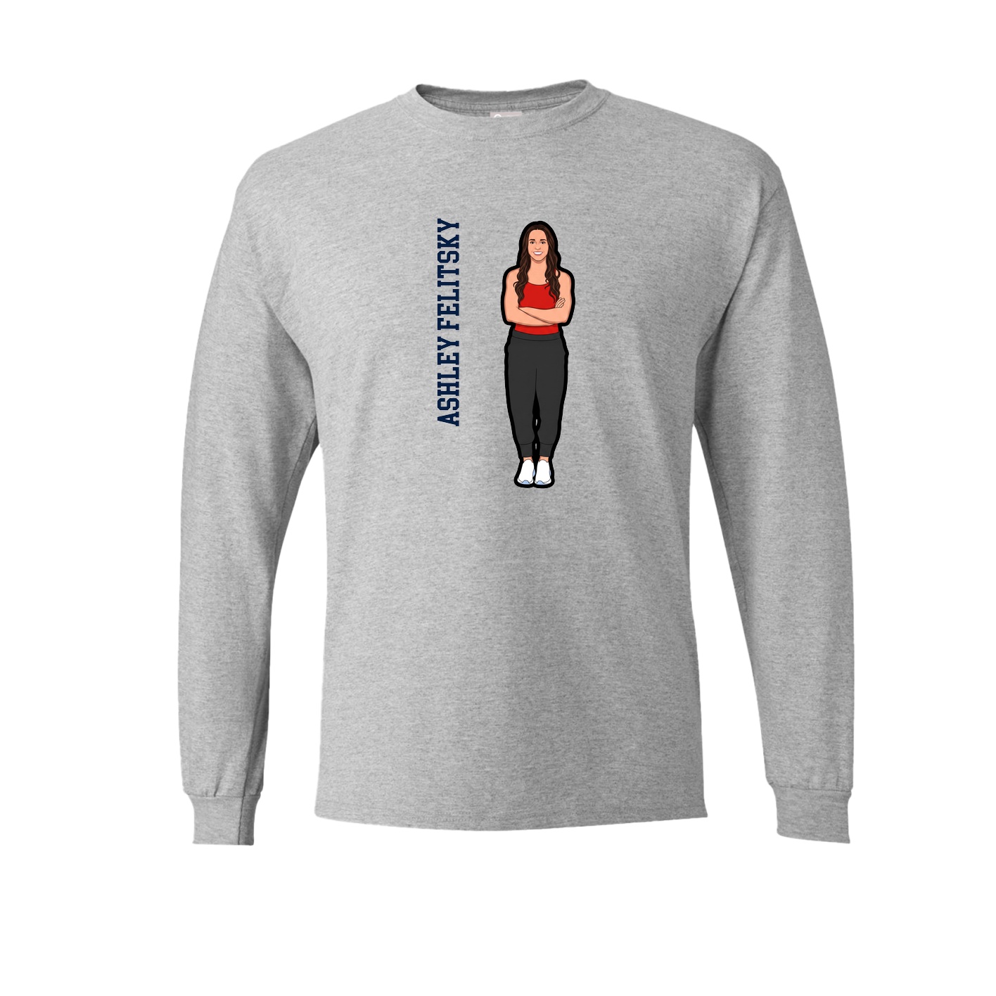Long Sleeve Tee — Name Vertical in Grey