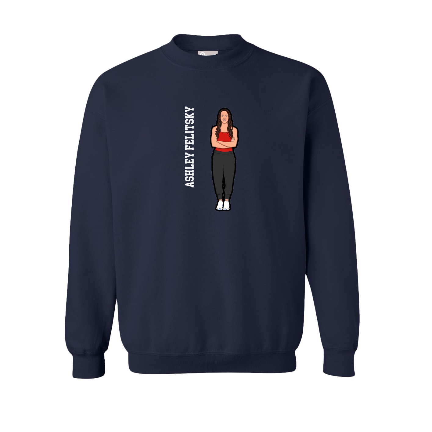 Fleece Crew — Name Vertical in Navy