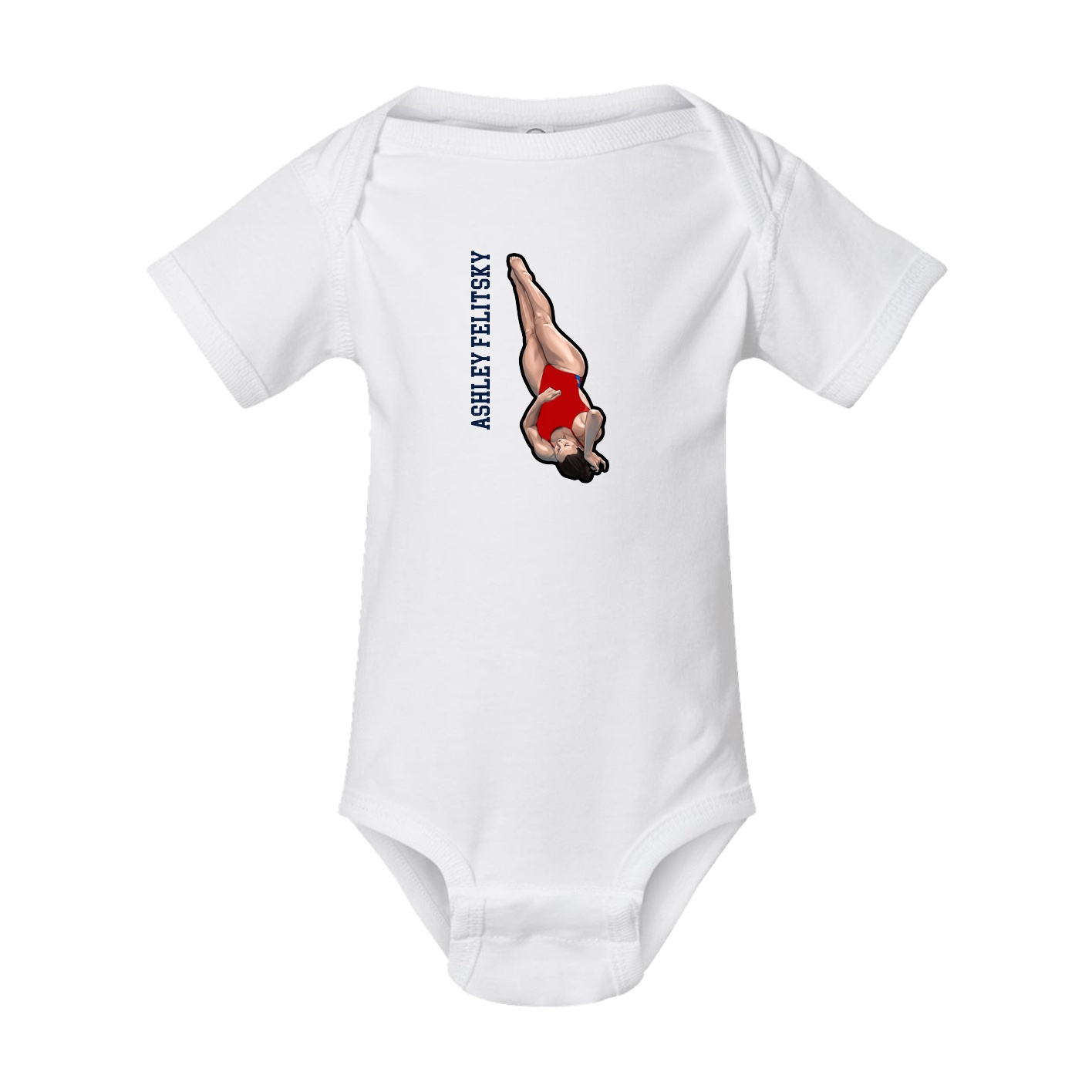 Baby Onesie — Name Vertical in White