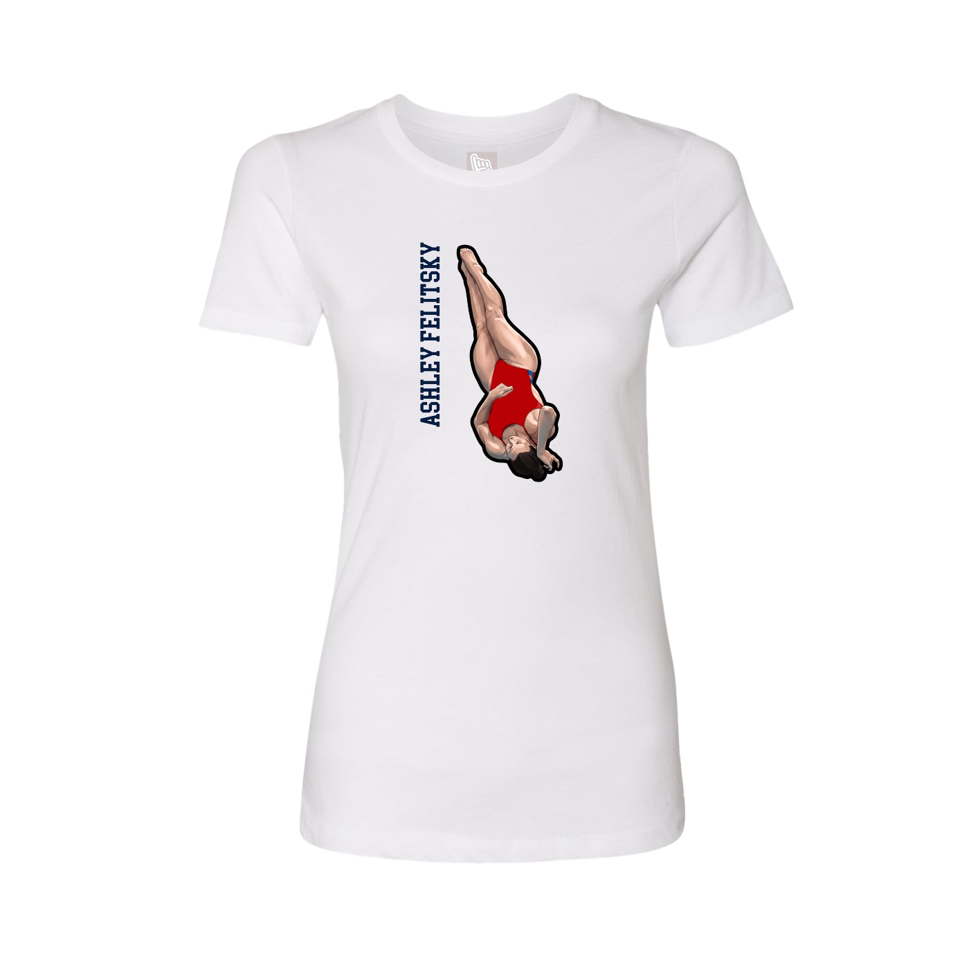 Fitted Women's Tee — Name Vertical in White