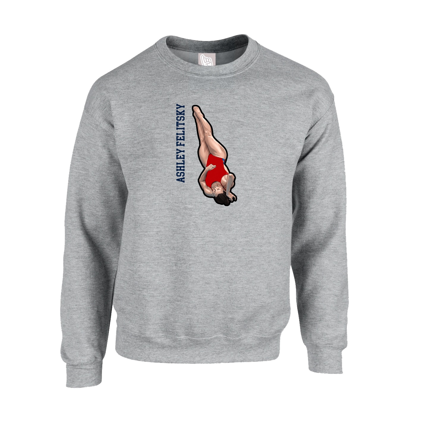 Fleece Crew — Name Vertical in Grey