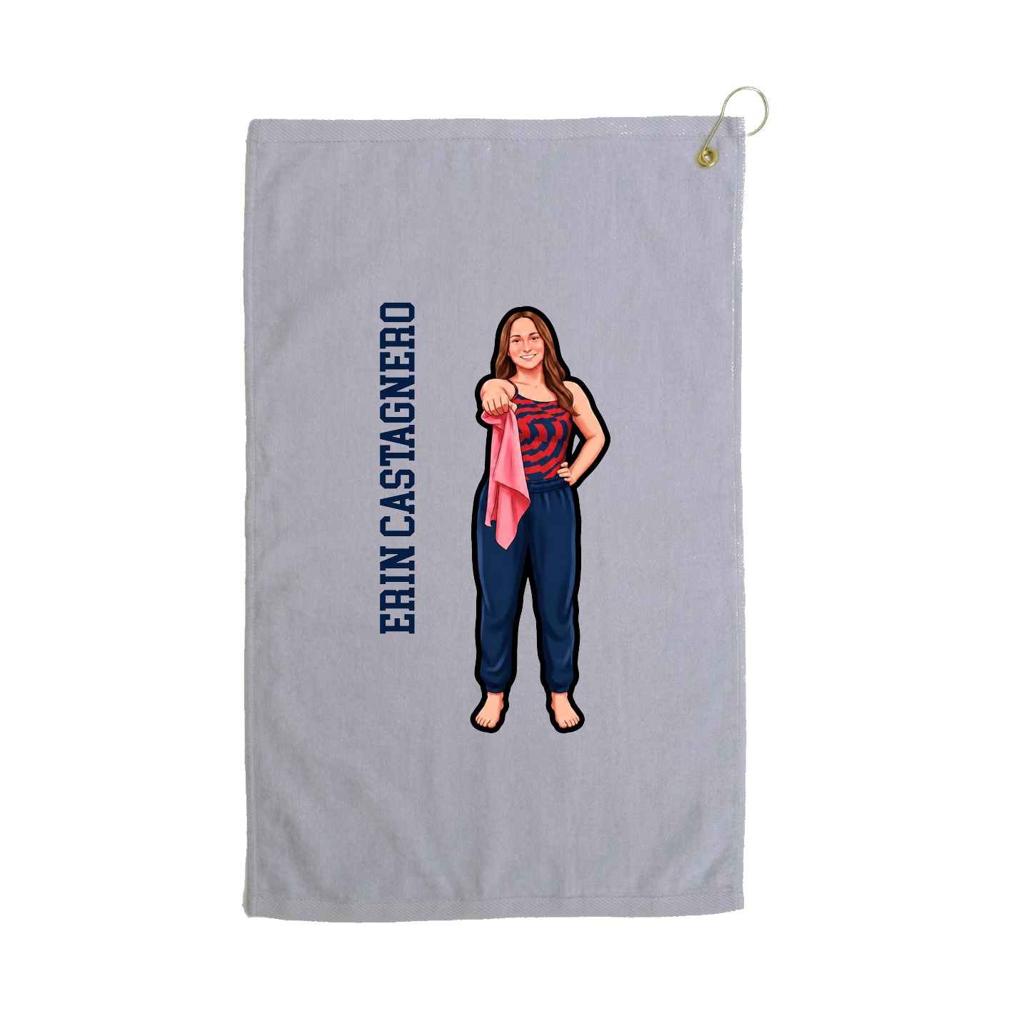 Golf Towel — Name Vertical in Grey