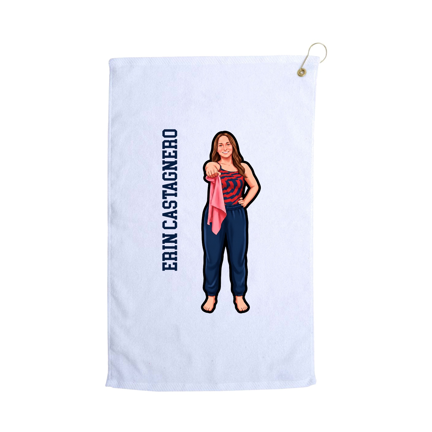 Golf Towel — Name Vertical in White