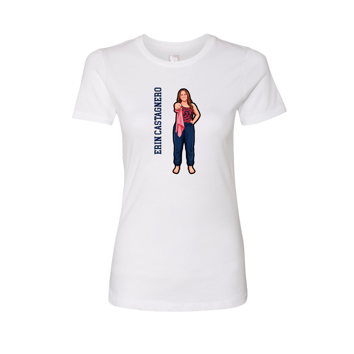 Fitted Women's Tee — Name Vertical in White