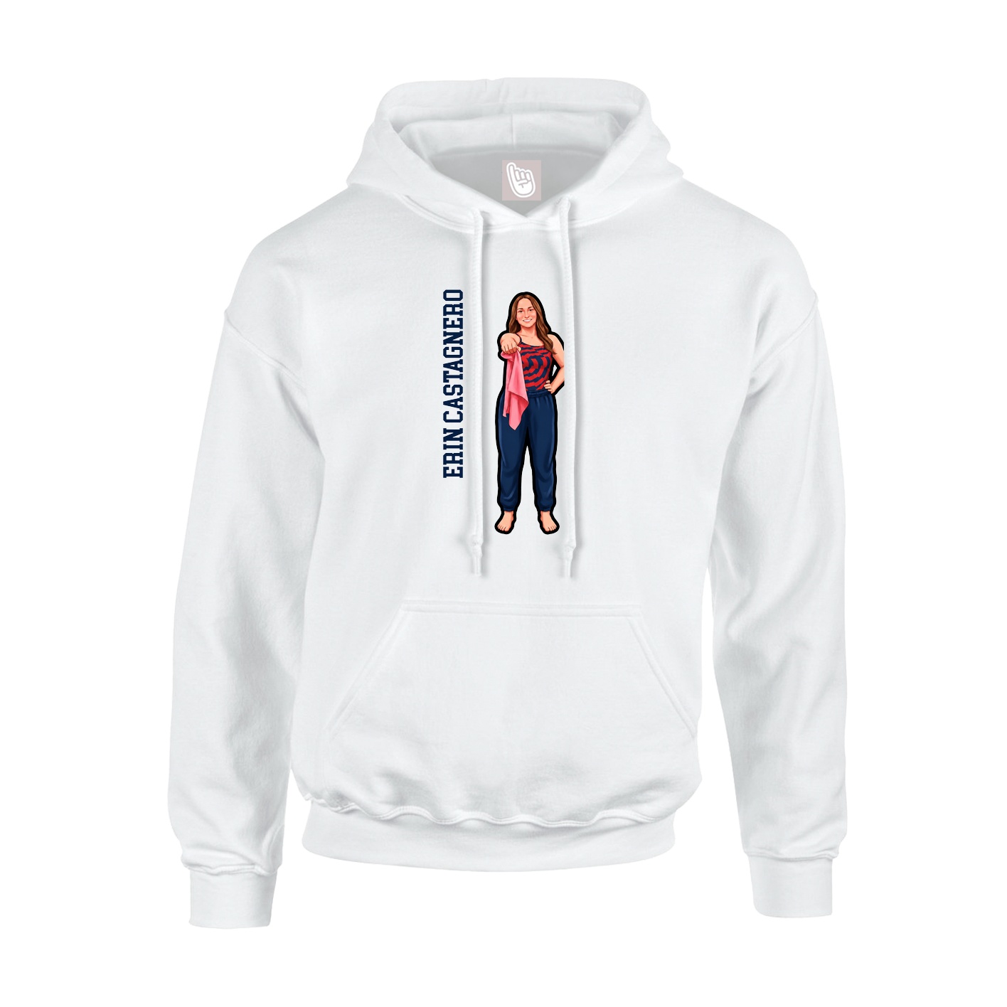 Youth Hoodie — Name Vertical in White