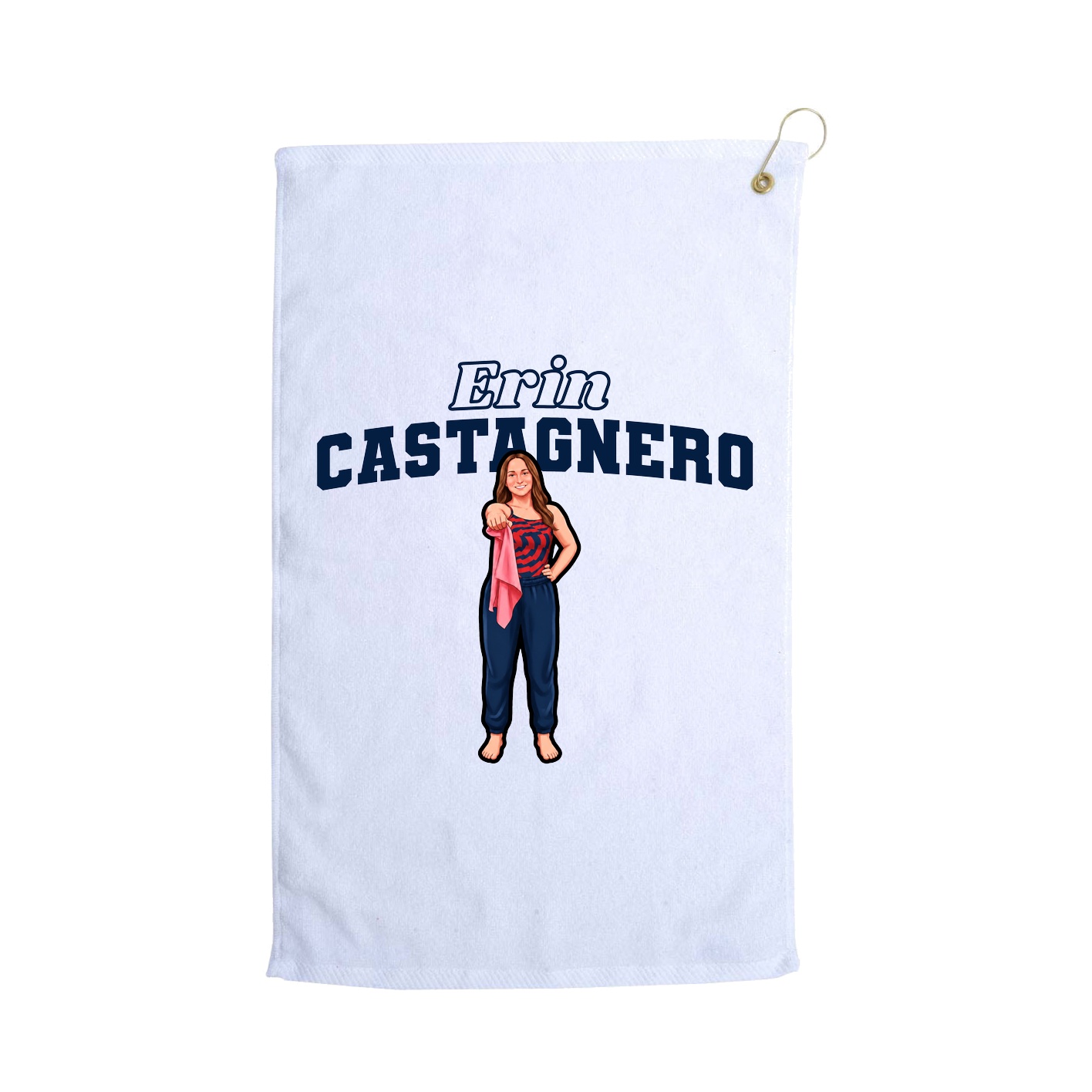 Golf Towel — Name Arch in White