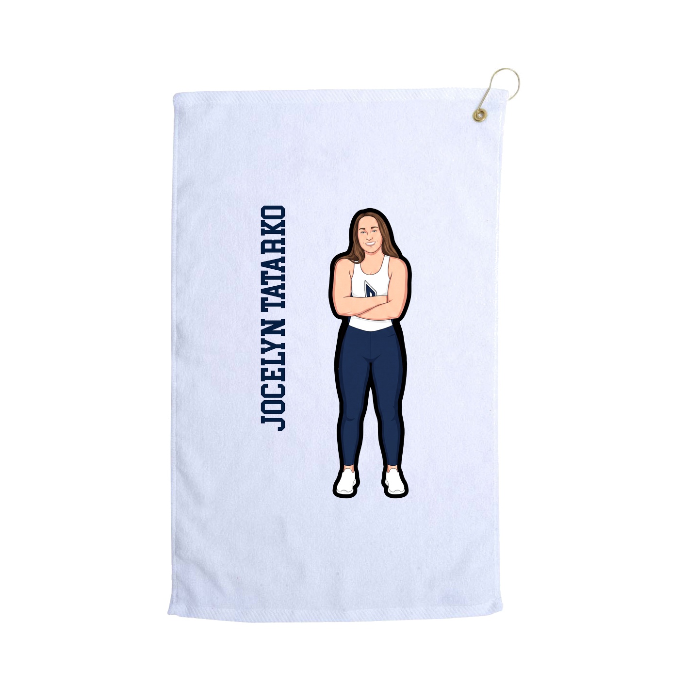 Golf Towel — Name Vertical in White