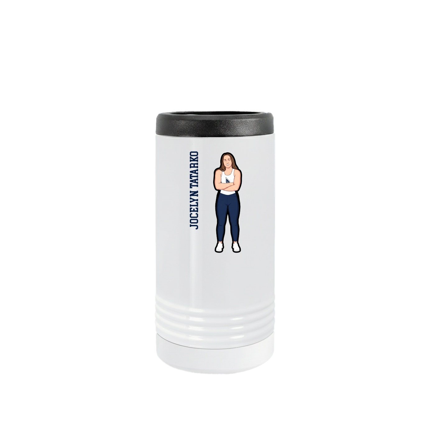 Slim Beverage Holder — Name Vertical in White