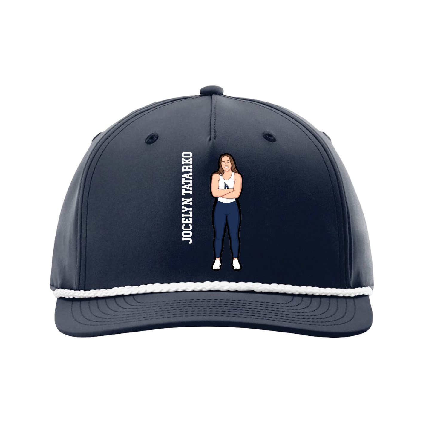 Five-Panel Classic Rope Cap — Name Vertical in Navy