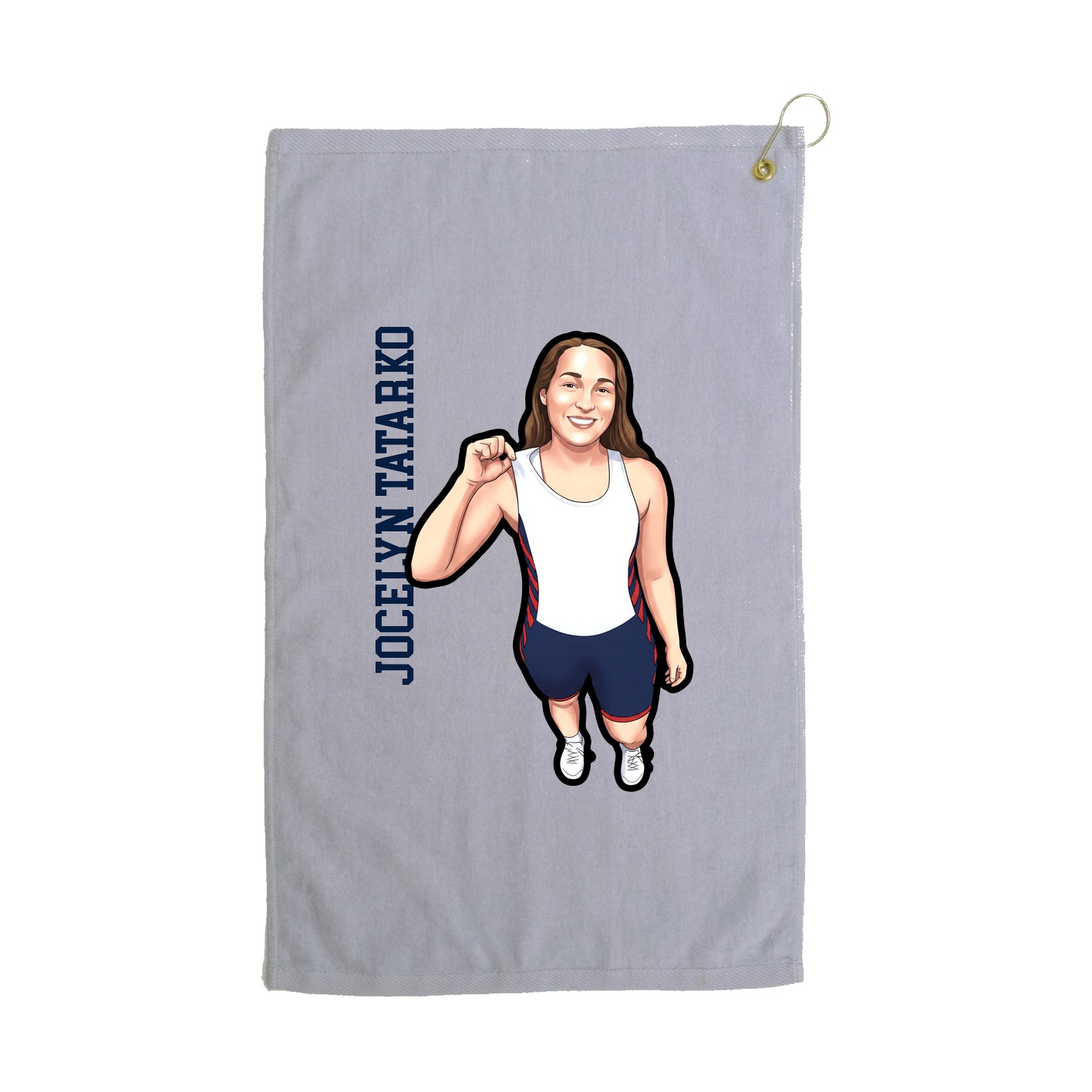 Golf Towel — Name Vertical in Grey
