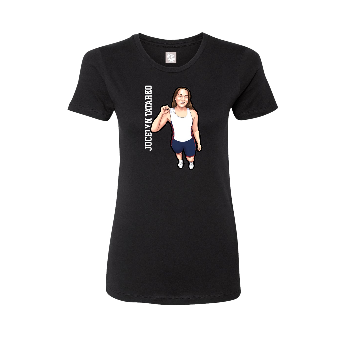 Fitted Women's Tee — Name Vertical in Black