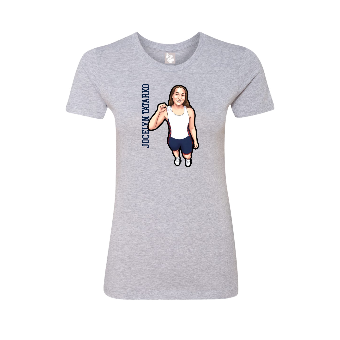 Womens Tee — Name Vertical in Grey