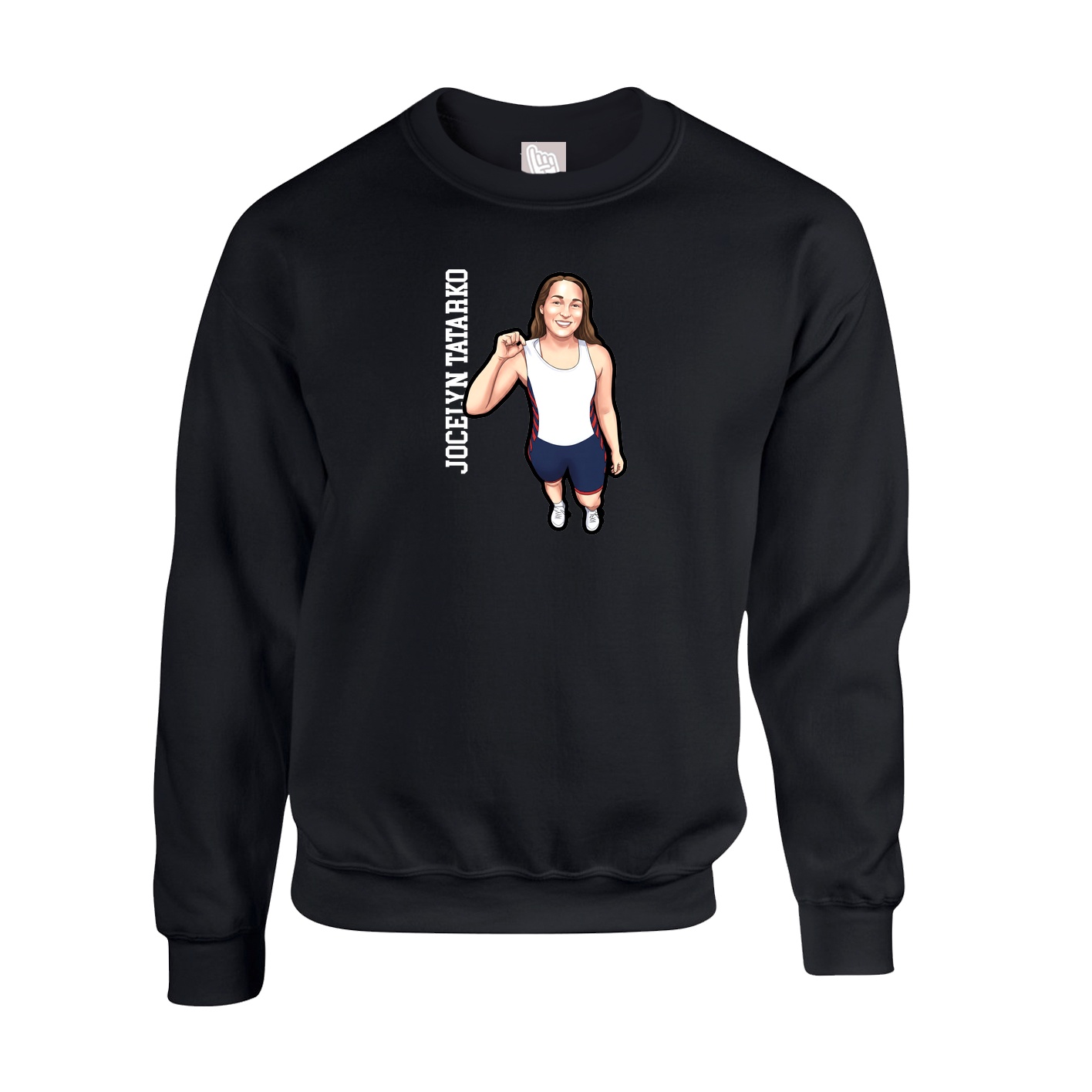 Fleece Crew — Name Vertical in Black