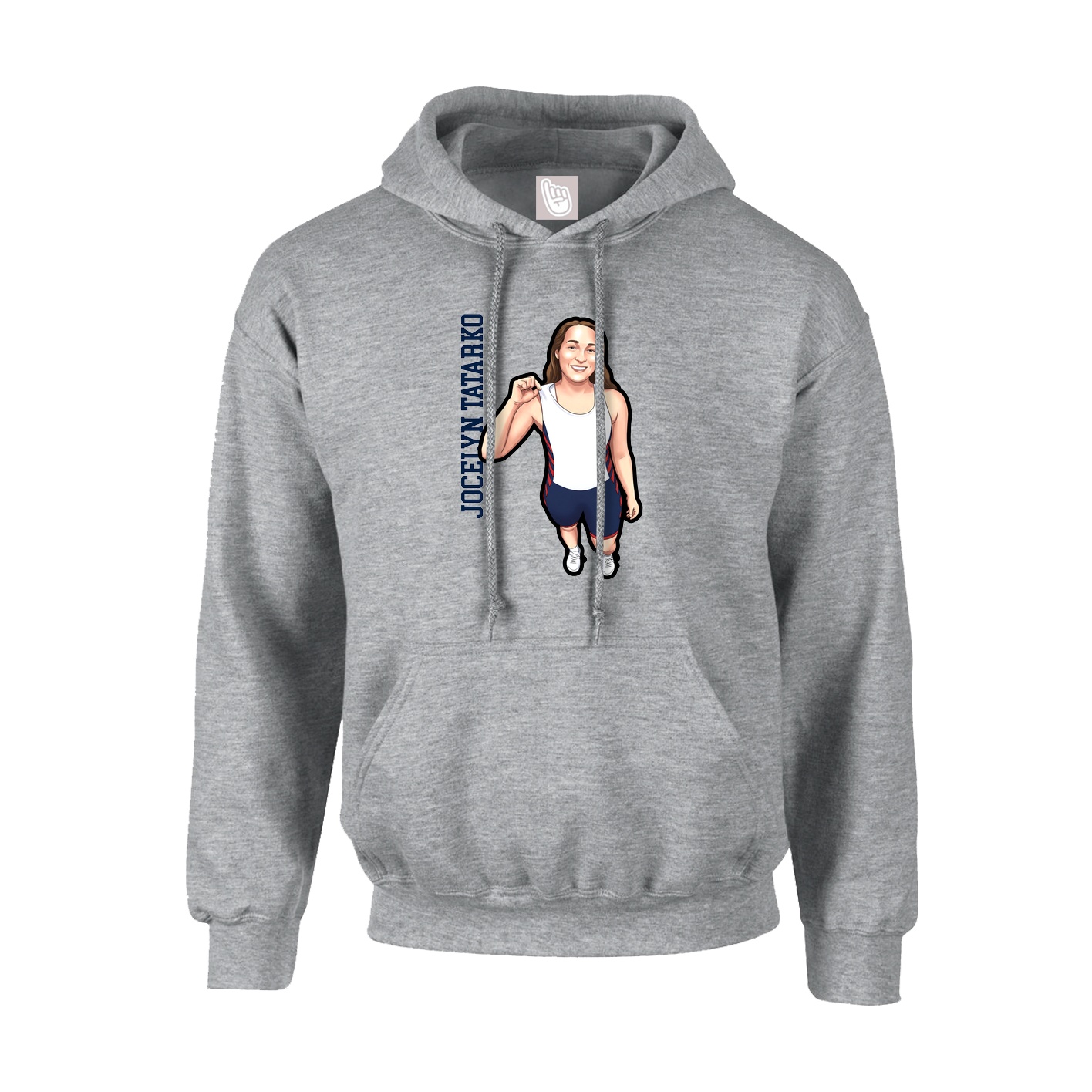Youth Hoodie — Name Vertical in Grey