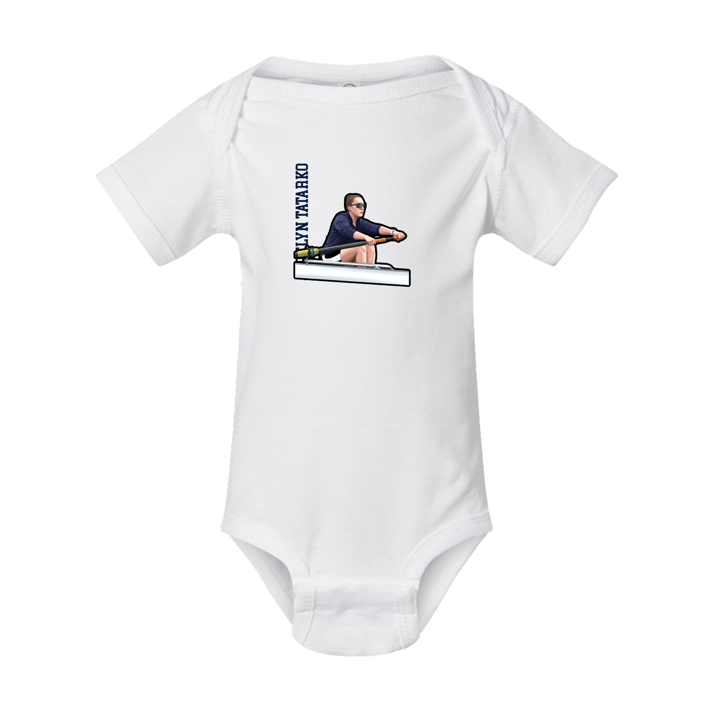 Baby Onesie — Name Vertical in White