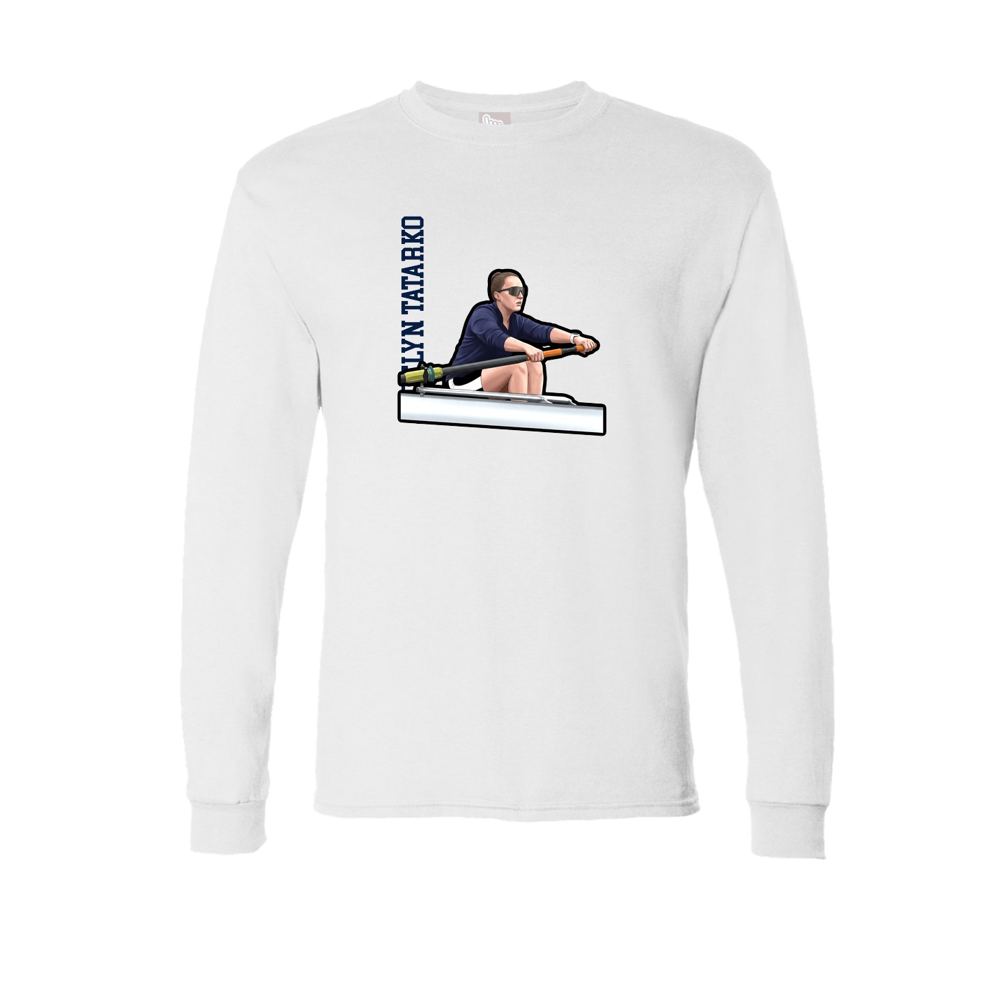 Long Sleeve Tee — Name Vertical in White