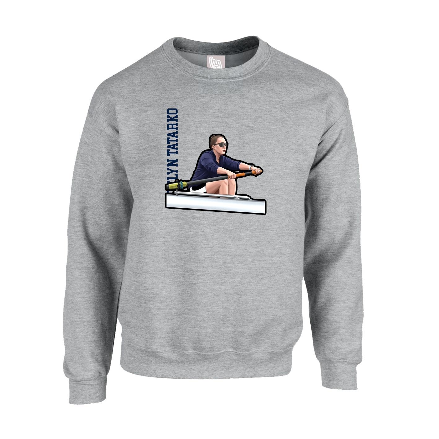 Fleece Crew — Name Vertical in Grey
