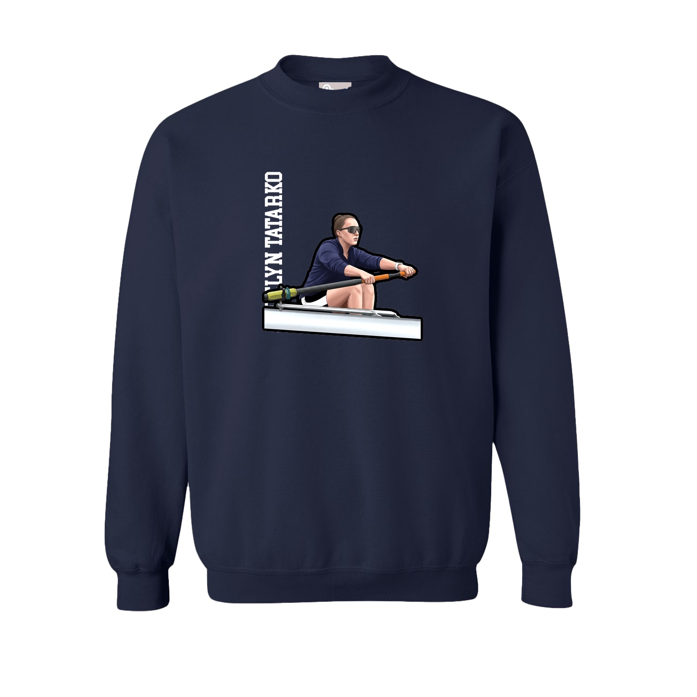 Fleece Crew — Name Vertical in Navy