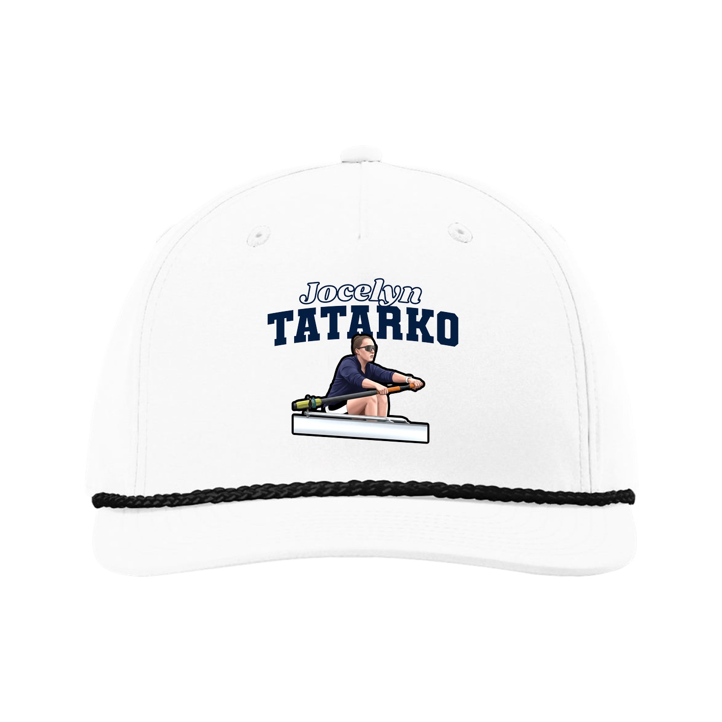 Five-Panel Classic Rope Cap — Name Arch in White