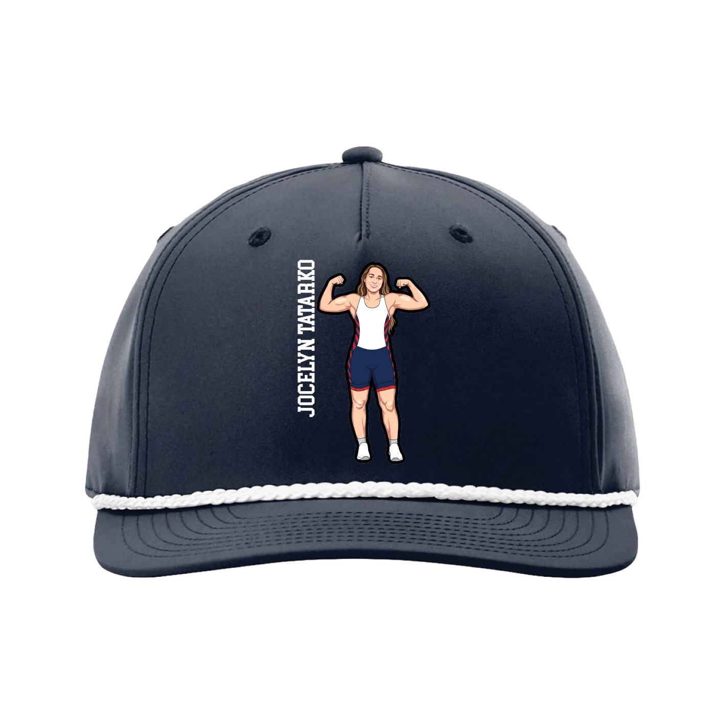 Five-Panel Classic Rope Cap — Name Vertical in Navy