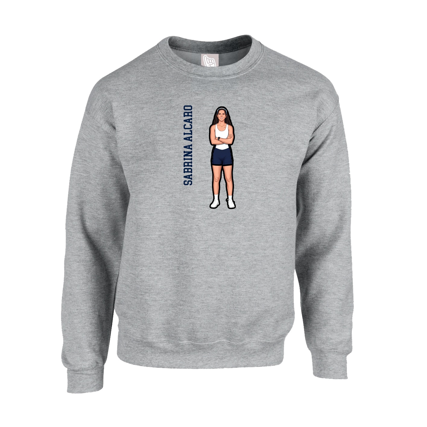 Fleece Crew — Name Vertical in Grey