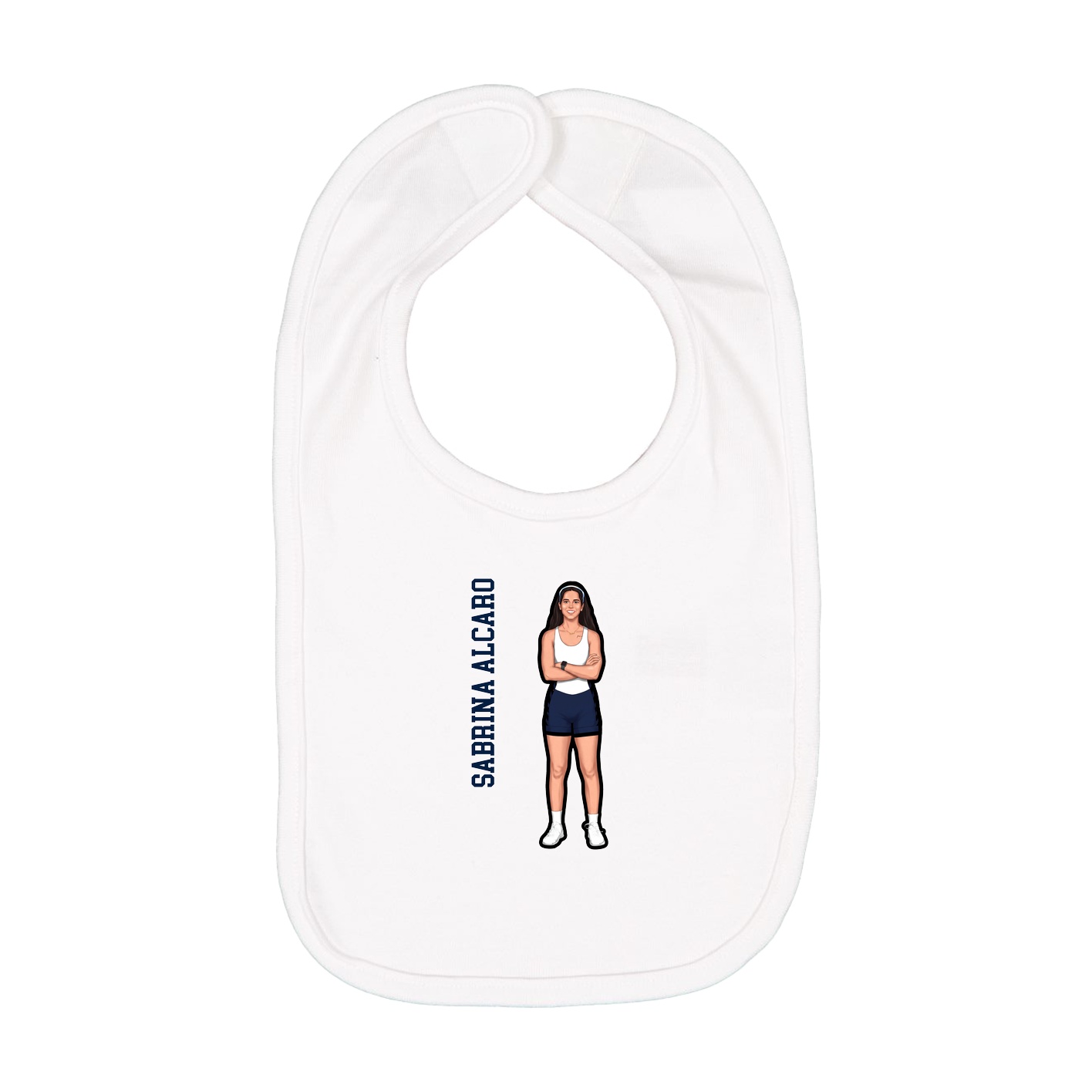 Infant Bib — Name Vertical in White