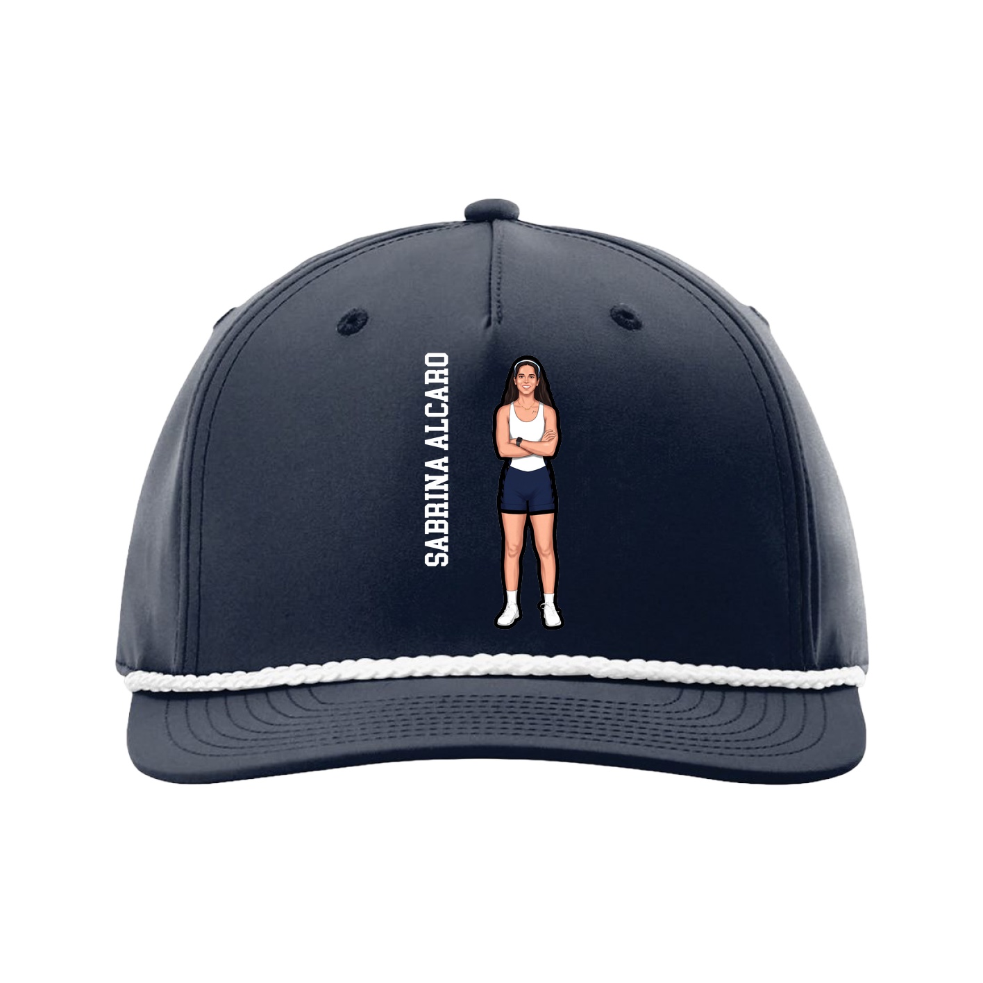 Five-Panel Classic Rope Cap — Name Vertical in Navy