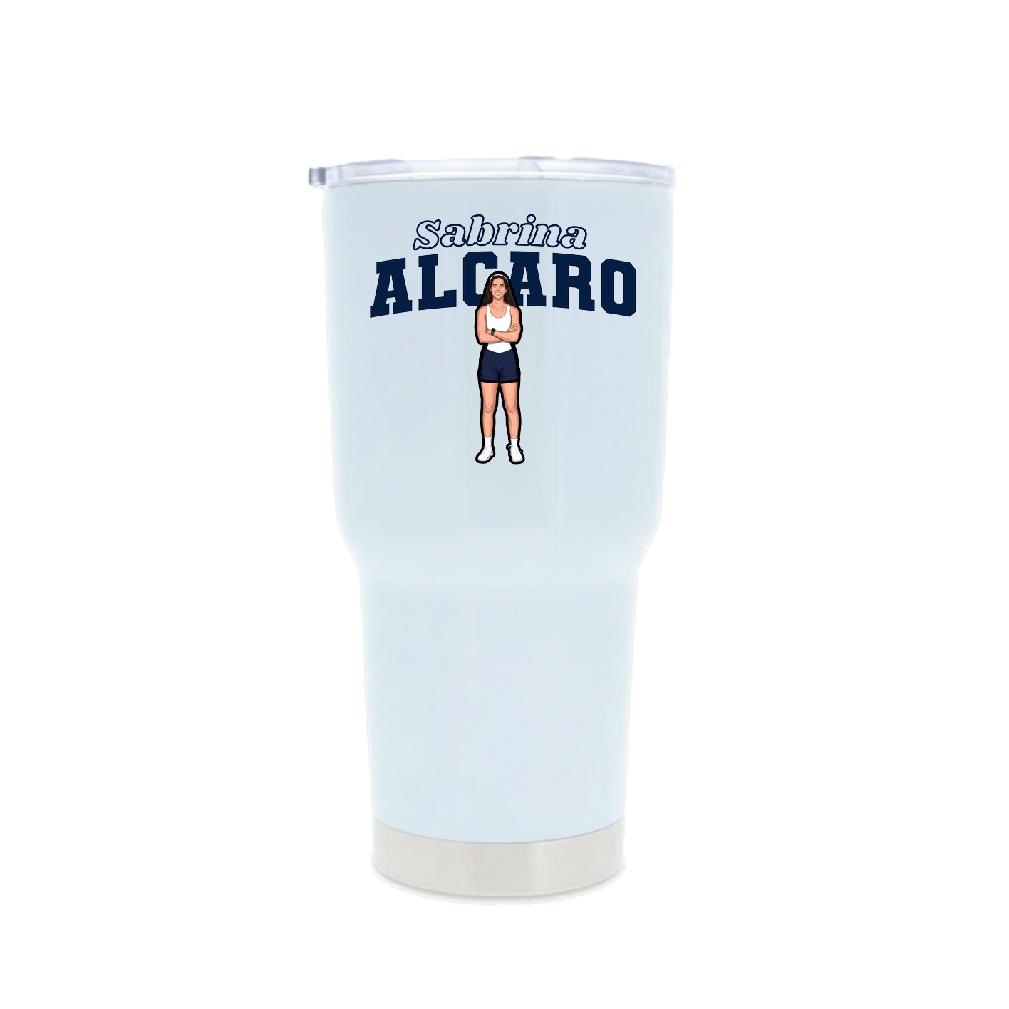 30oz Stainless Steel Tumbler — Name Arch in White