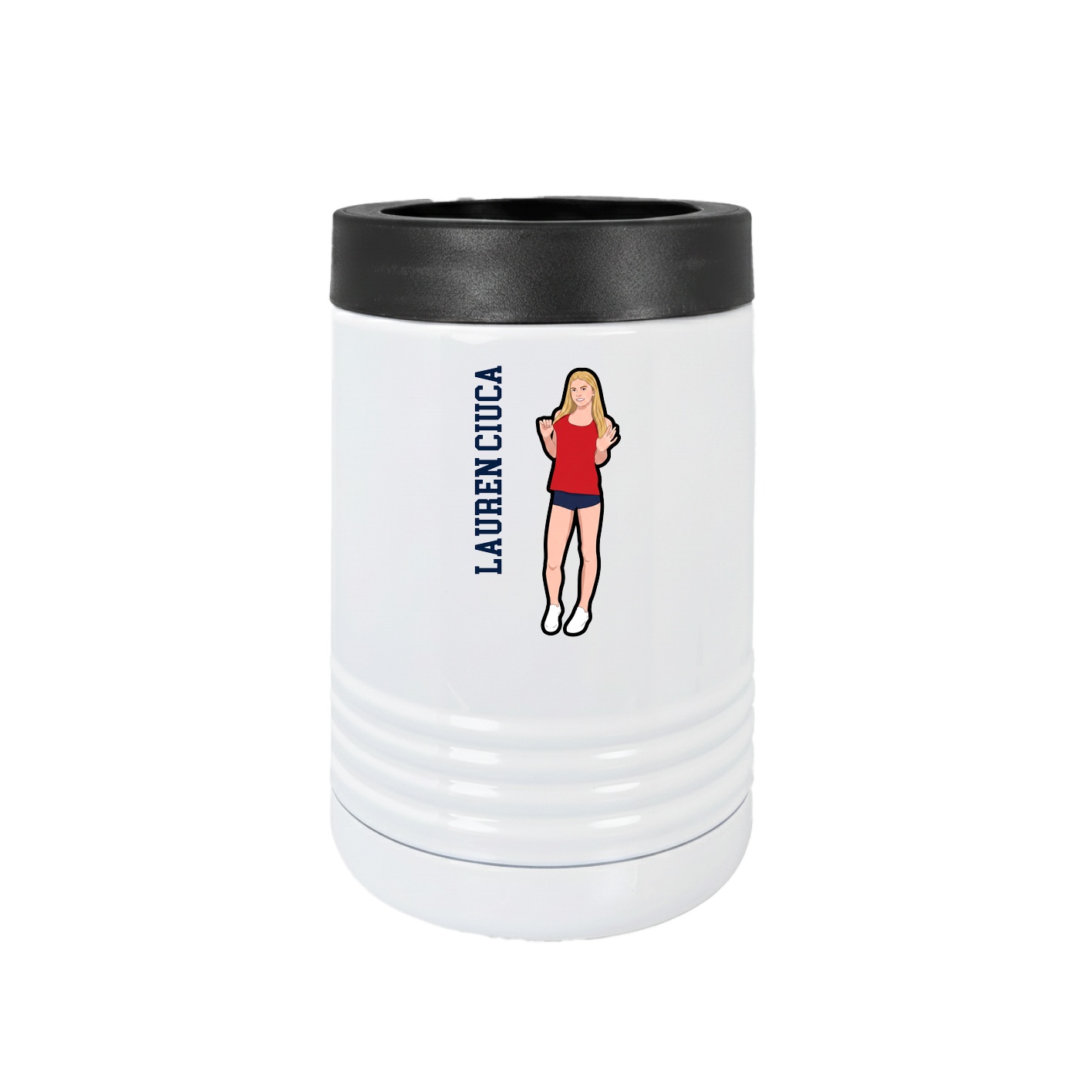 Beverage Holder — Name Vertical in White