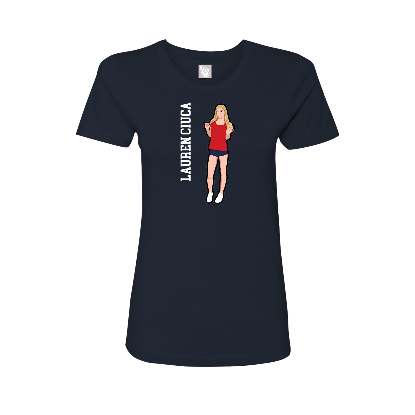 Fitted Women's Tee — Name Vertical in Navy