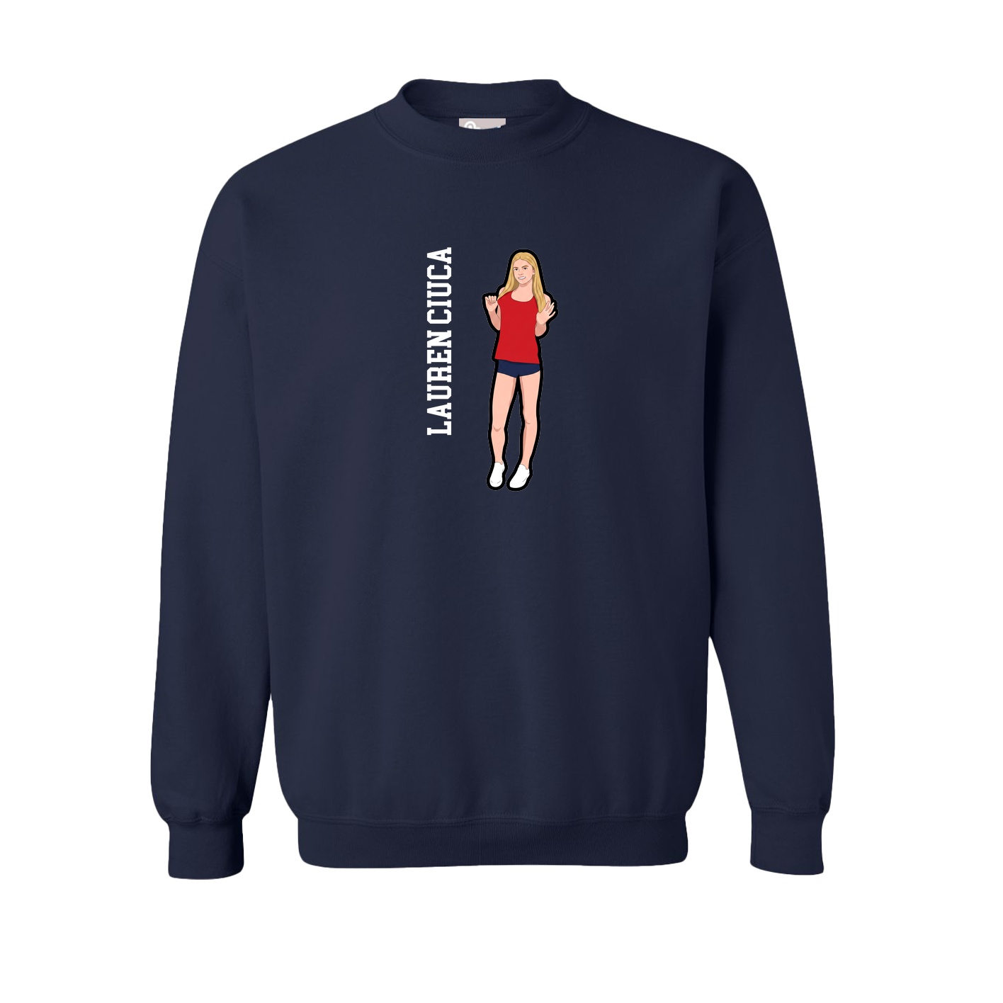 Fleece Crew — Name Vertical in Navy