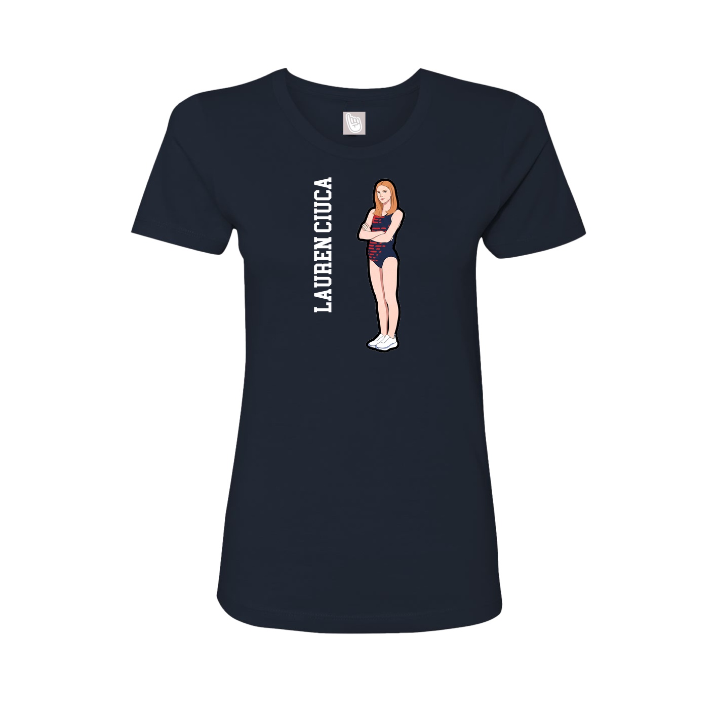 Fitted Women's Tee — Name Vertical in Navy