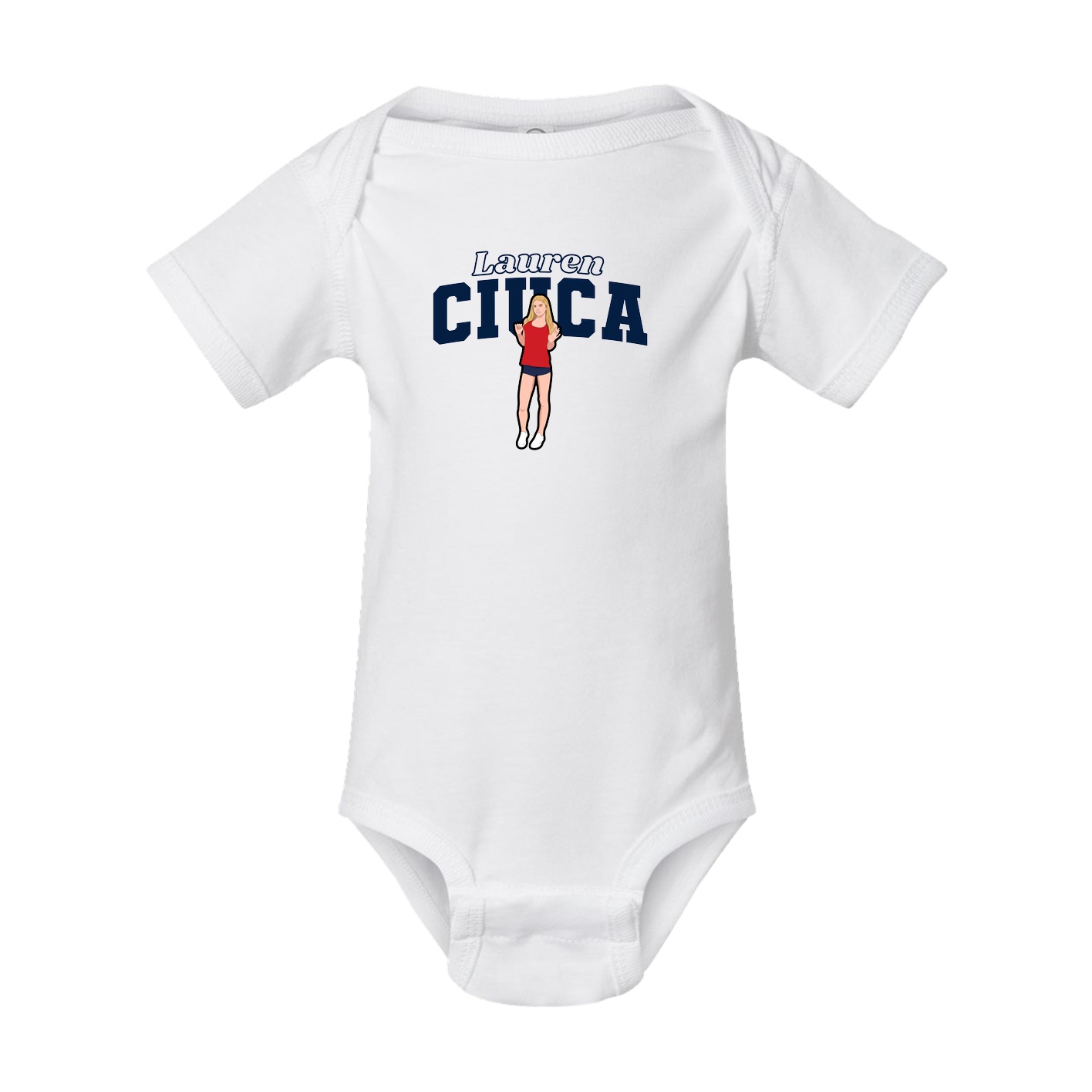 Baby Onesie — Name Arch in White
