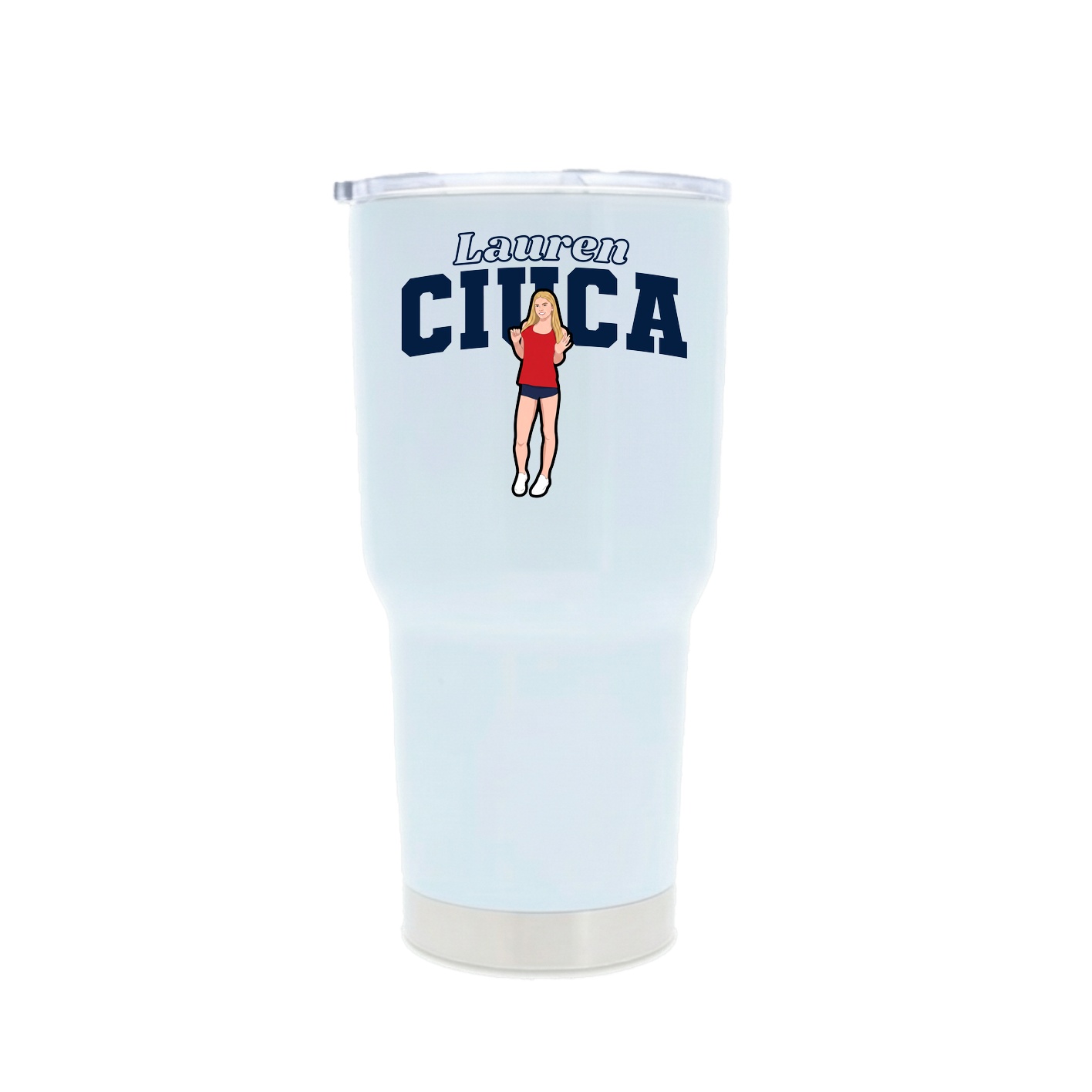 30oz Stainless Steel Tumbler — Name Arch in White