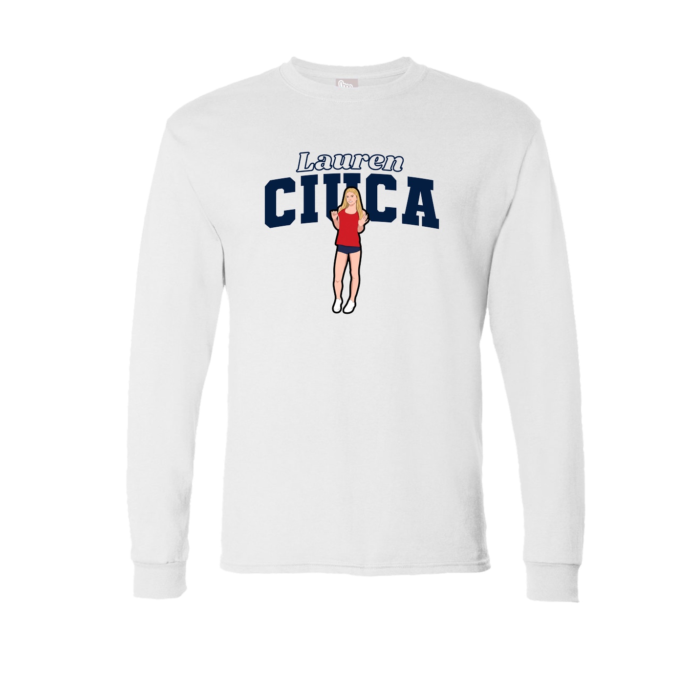 Long Sleeve Tee — Name Arch in White