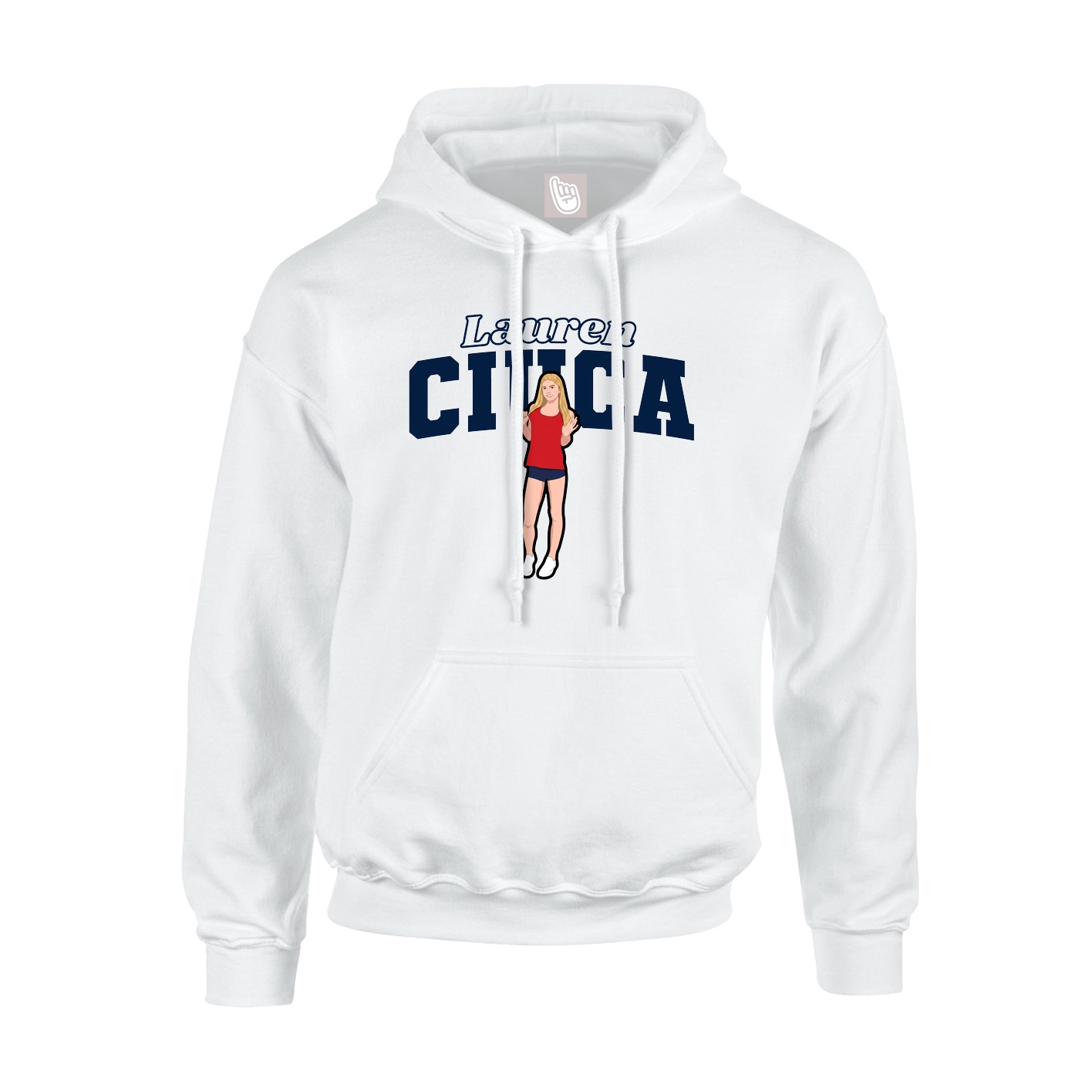 Youth Hoodie — Name Arch in White