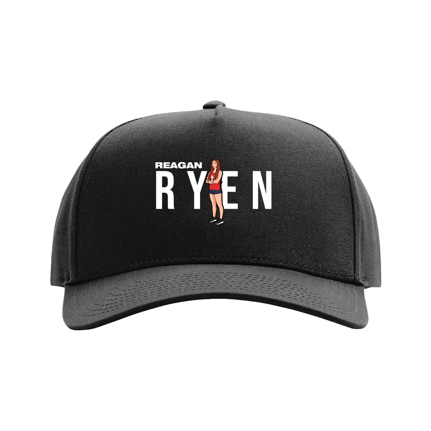 Full Fabric Five-Panel Champ Cap — Player Name in Black