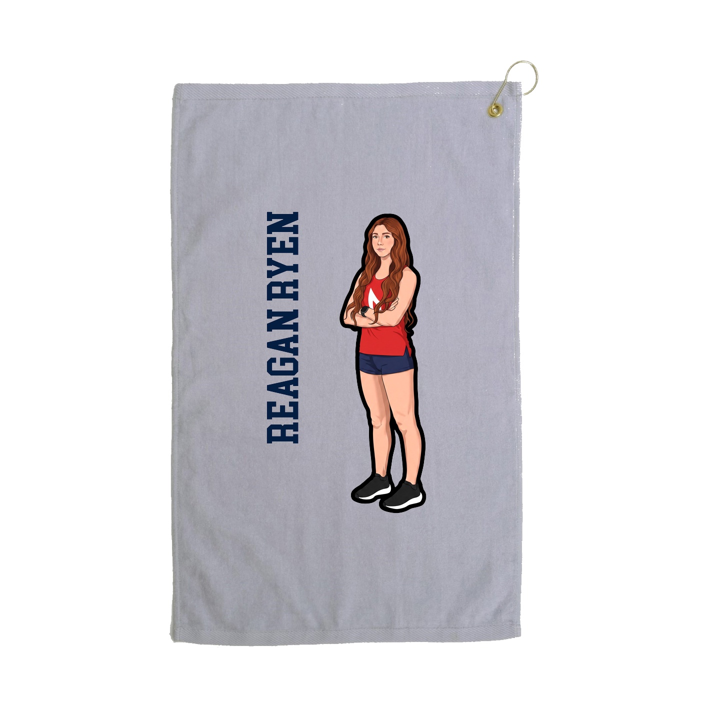 Golf Towel — Name Vertical in Grey