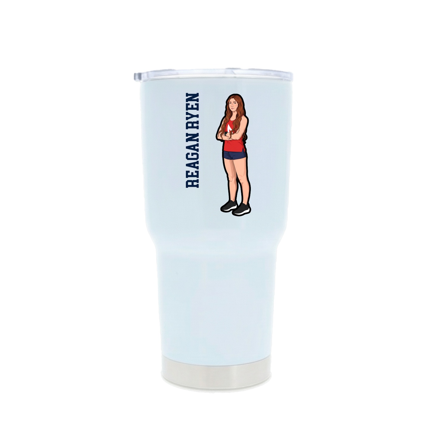 30oz Stainless Steel Tumbler — Name Vertical in White