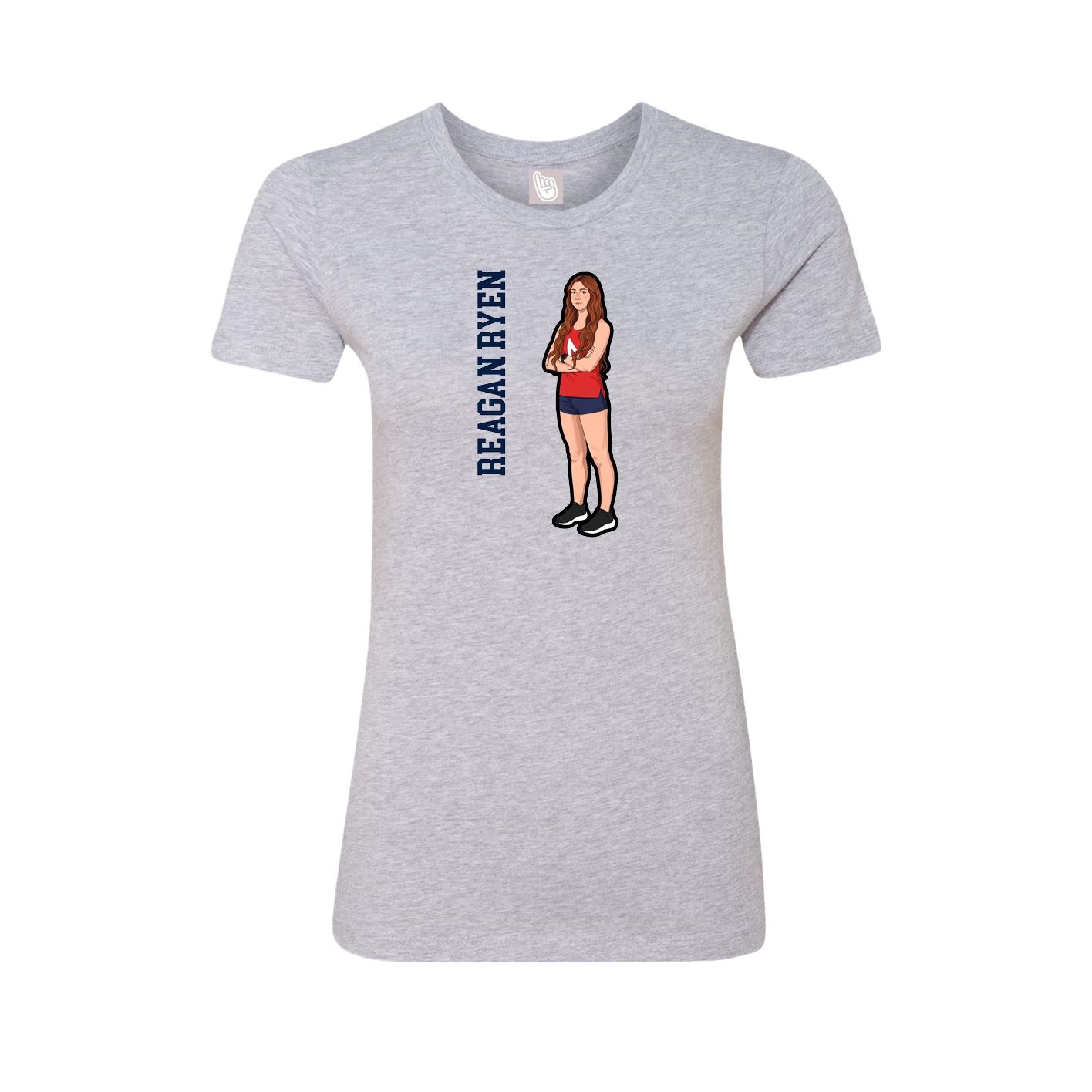 Fitted Women's Tee — Name Vertical in Grey