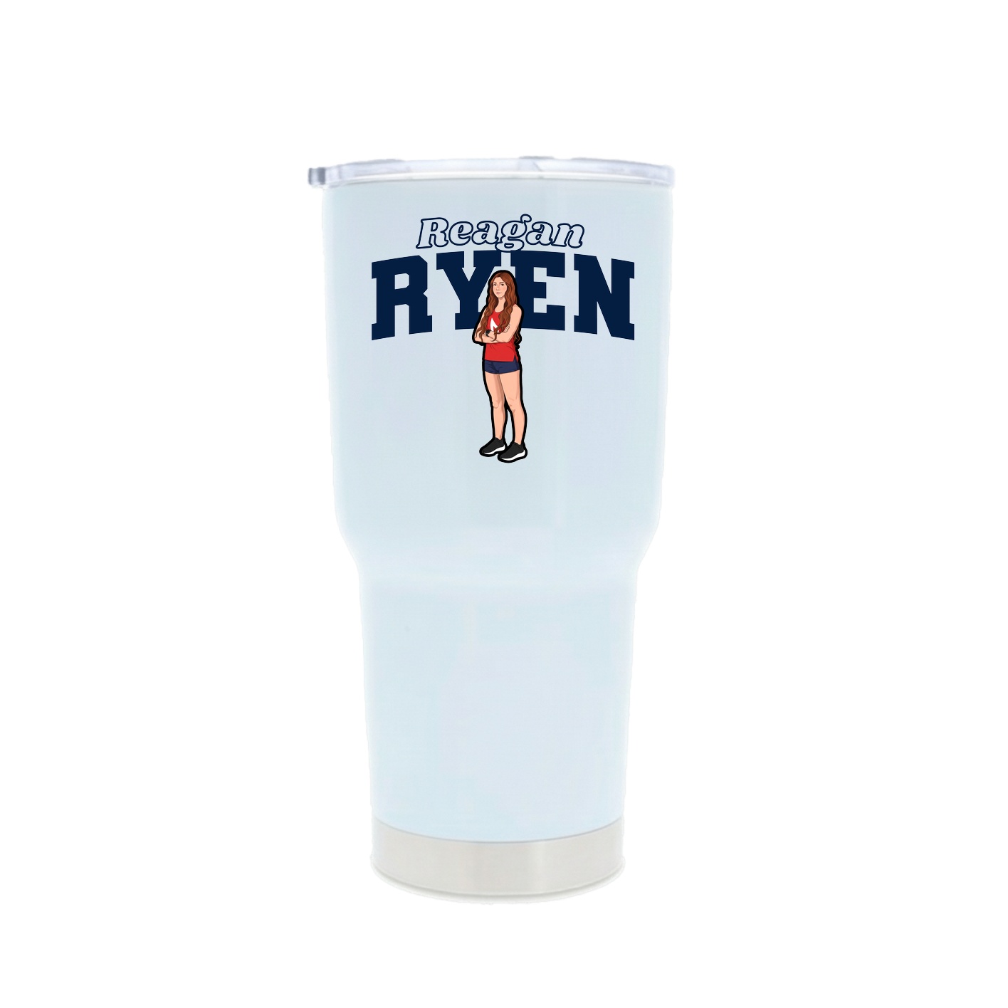 30oz Stainless Steel Tumbler — Name Arch in White