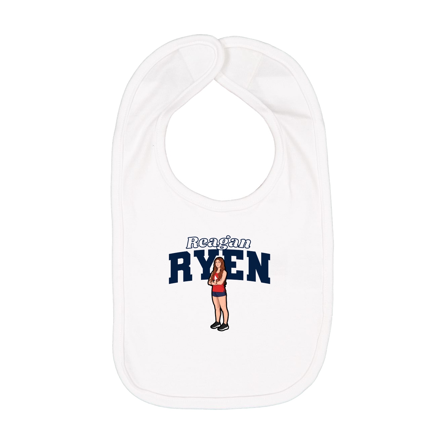 Infant Bib — Name Arch in White
