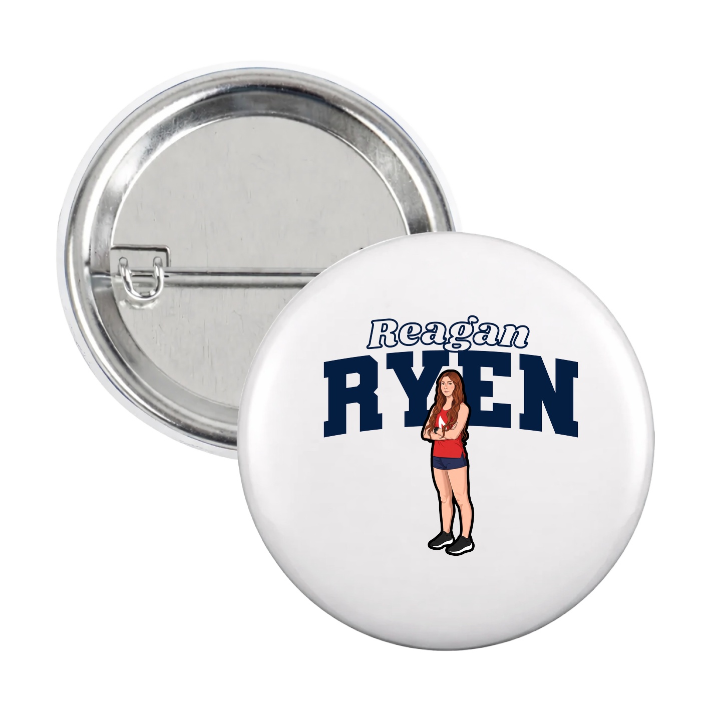Game Day Button — Name Arch in White