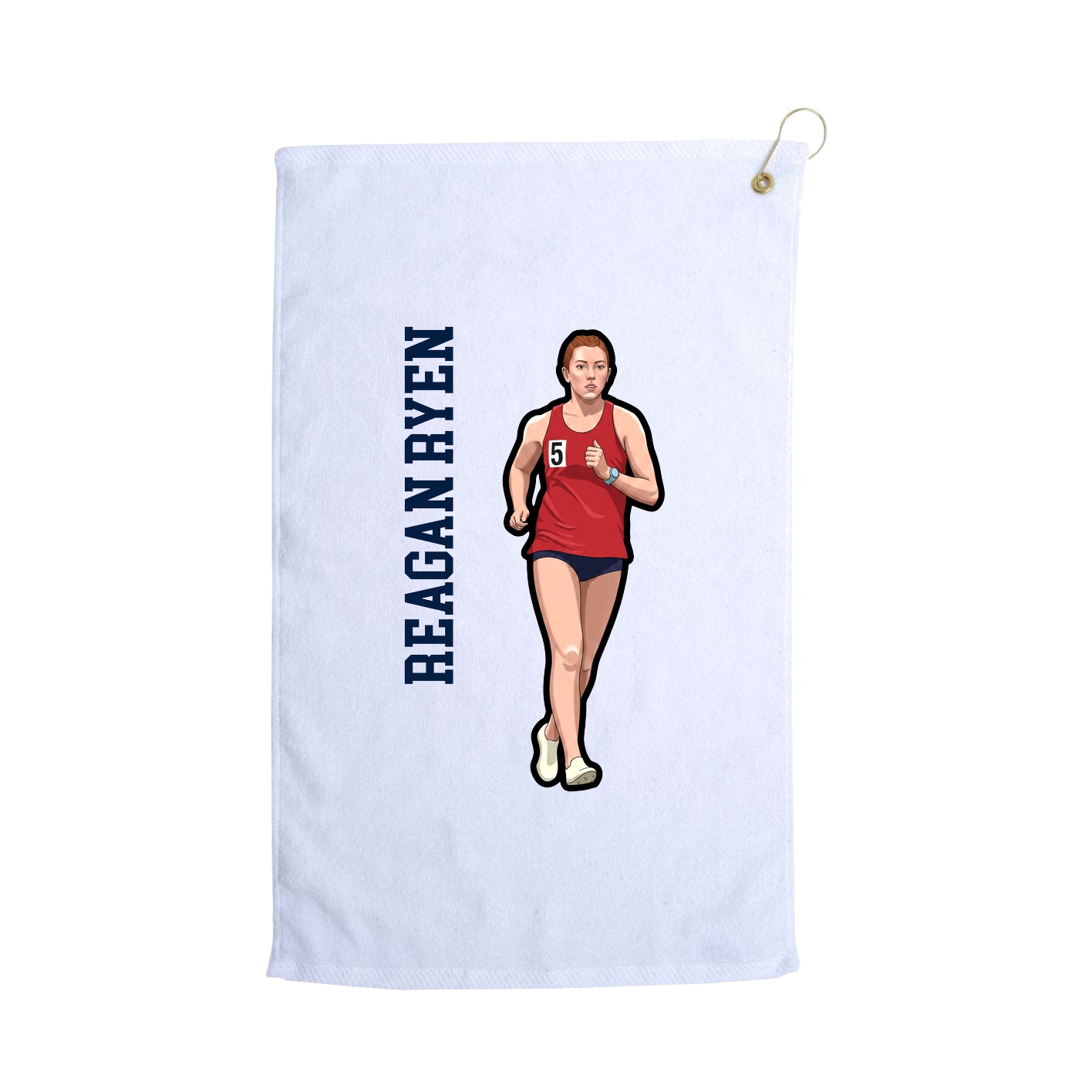 Golf Towel — Name Vertical in White