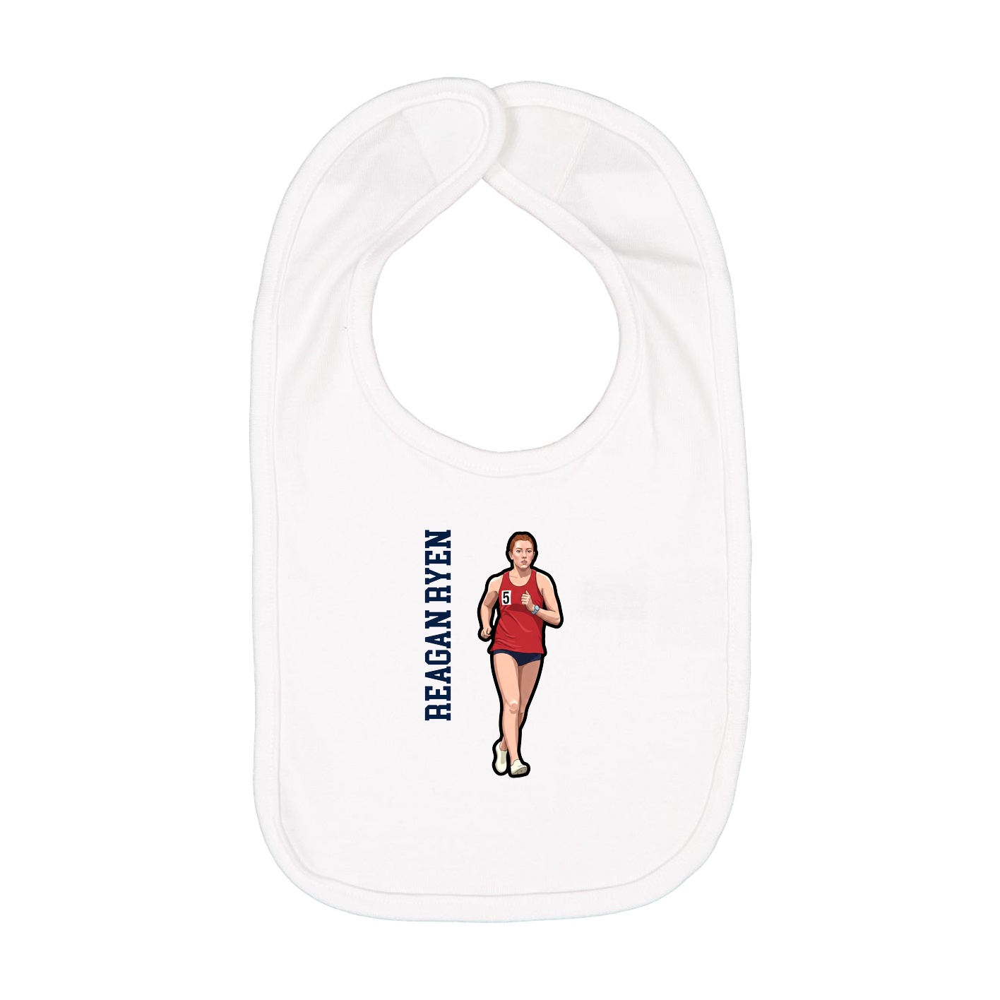 Infant Bib — Name Vertical in White