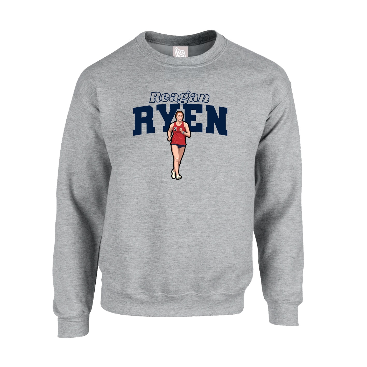 Fleece Crew — Name Arch in Grey